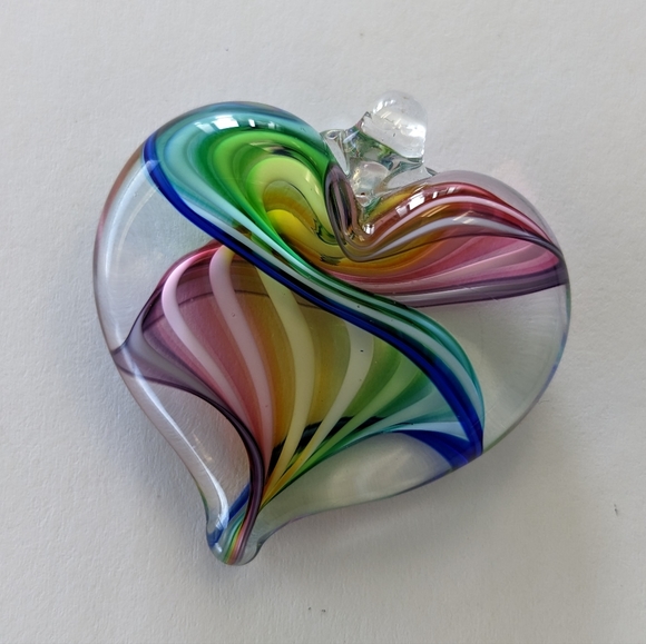 VTG RAINBOW SWIRL LAMP WORK GLASS PENDANT - Picture 6 of 8